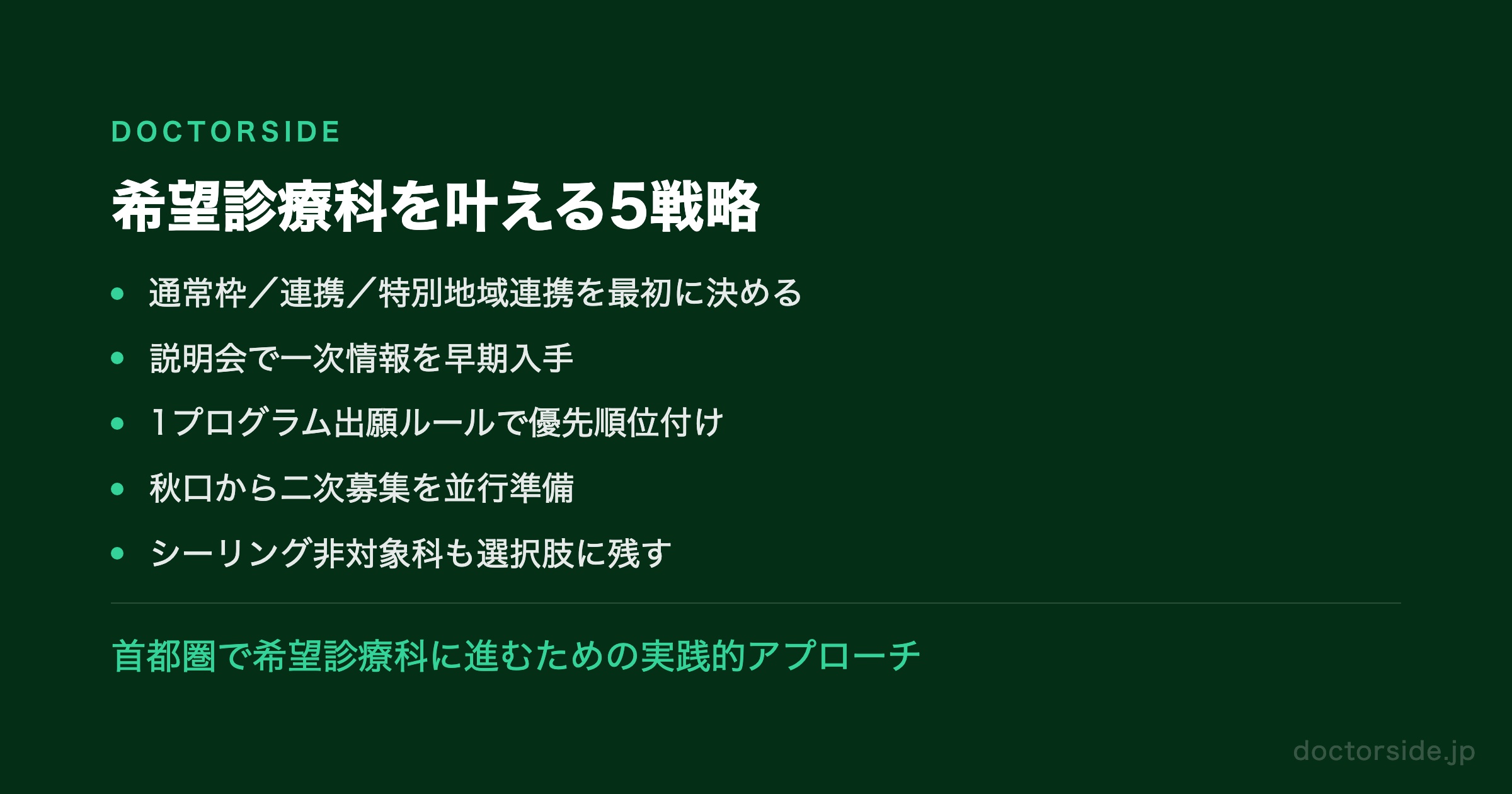 希望診療科を叶える5戦略
