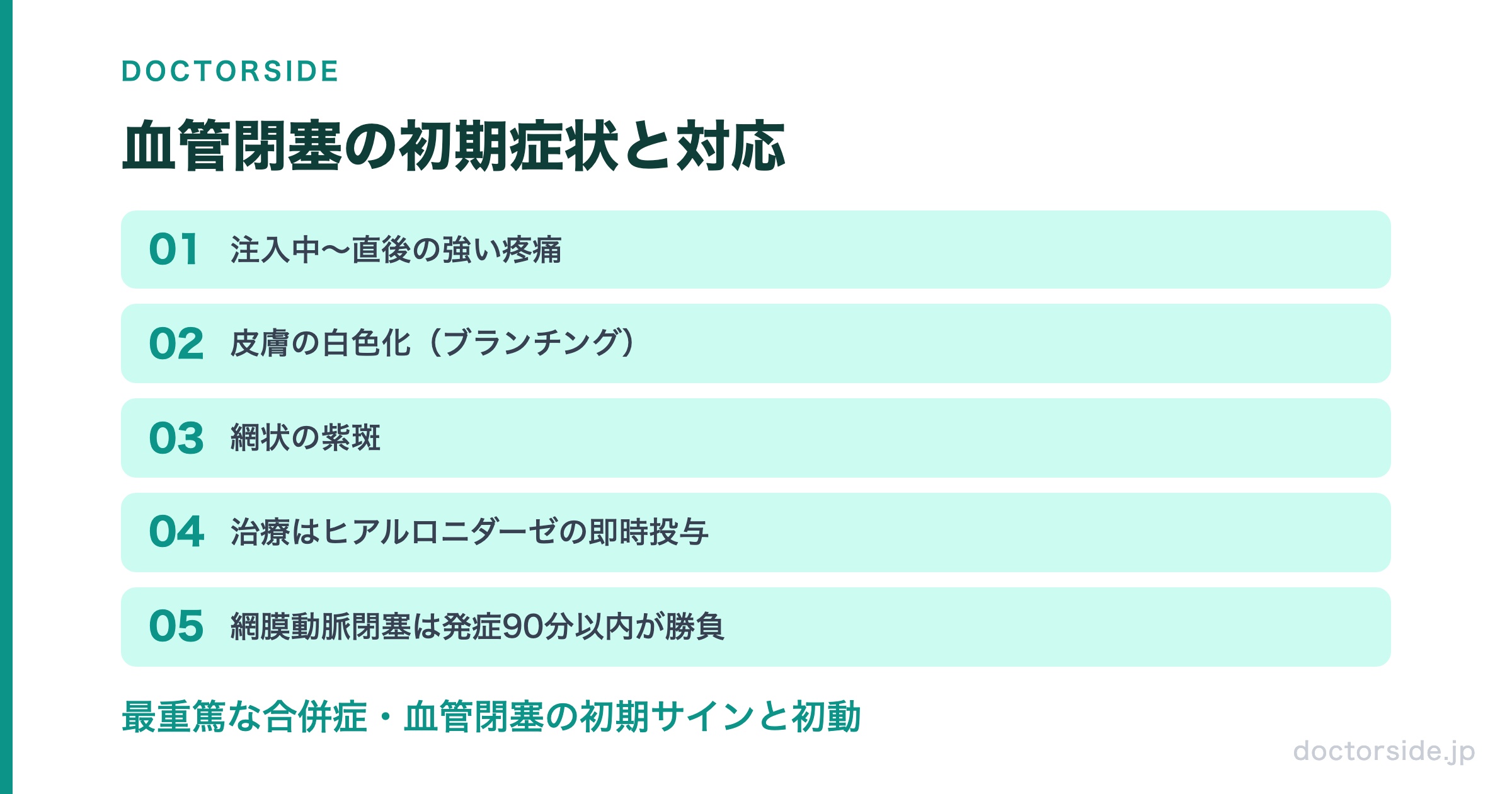 血管閉塞の初期症状と対応